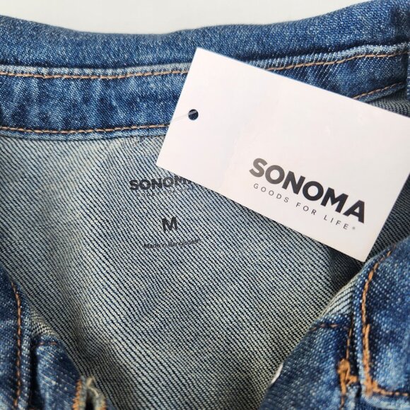 New Women's Sonoma Crop Jean Jacket size Medium M Long sleeves Denim New w/ tags - Picture 4 of 9